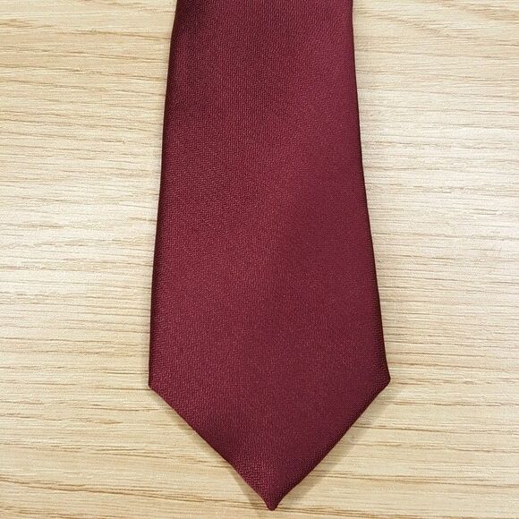 ALFANI Mens Neck Tie Solid Burgundy Maroon Textured Slim Skinny Stain Resistant - Picture 1 of 7